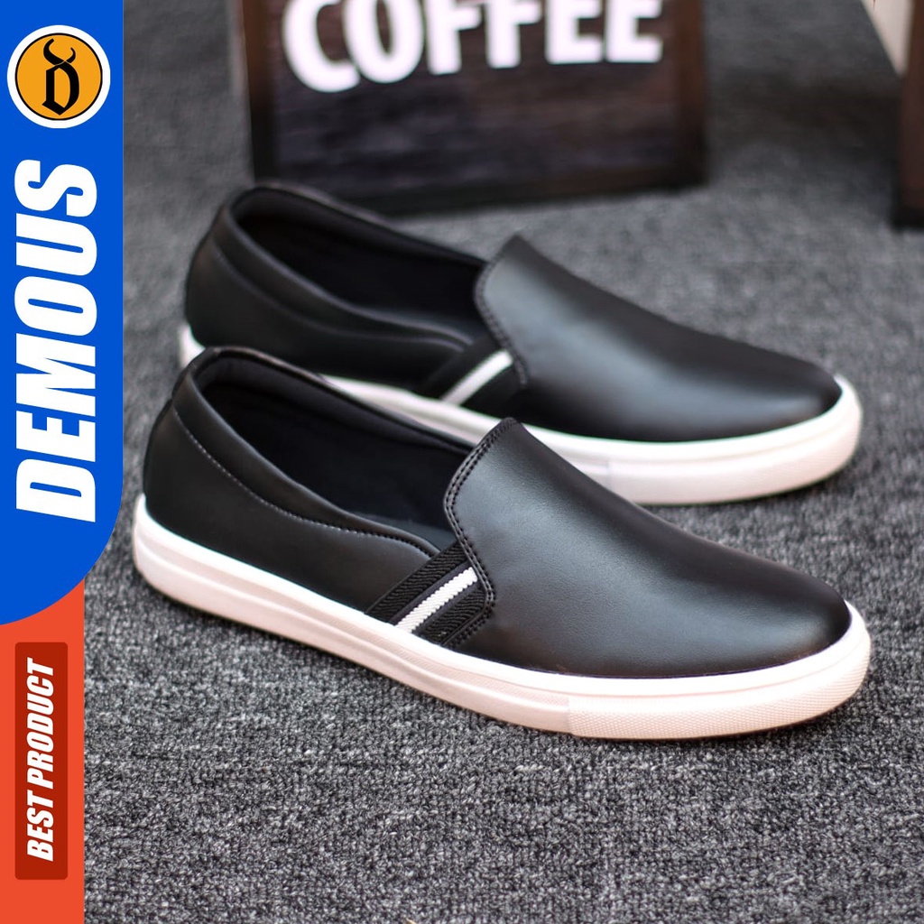 DEMOUS Nue - Sepatu Slip On Casual Slop Pria Kulit Pu