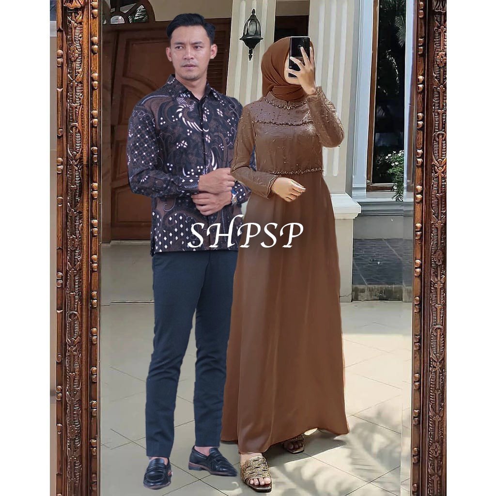 ADA ANAK !!! SHOPASHOP SOLO Batik Couple Rayya #2 dress Tiara + Kemeja batik - BISA COD COUPLE GAMIS MAXI DRESS BRUKAT LUNA - MAXI COUPLE GAMIS BROKAT GAMIS PESTA KONDANGAN