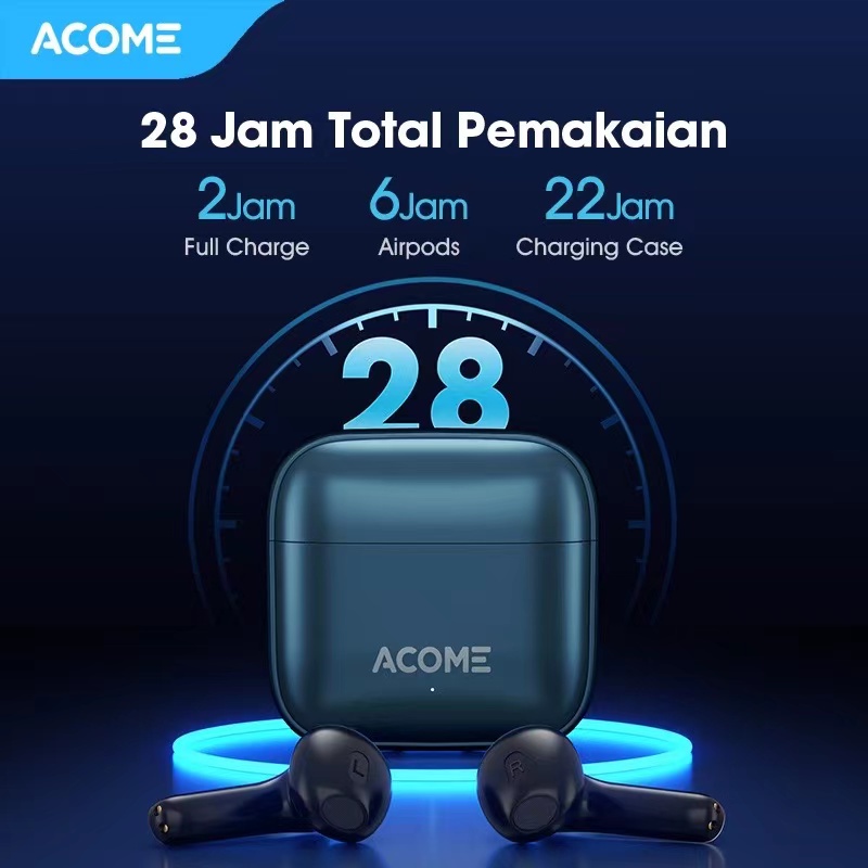 TWS Bluetooth ACOME Q1 Bluetooth 5.3 ENC Call Noise Reduction Airdots Ultra Light 3.5 Gram - Garansi Resmi 1 Tahun