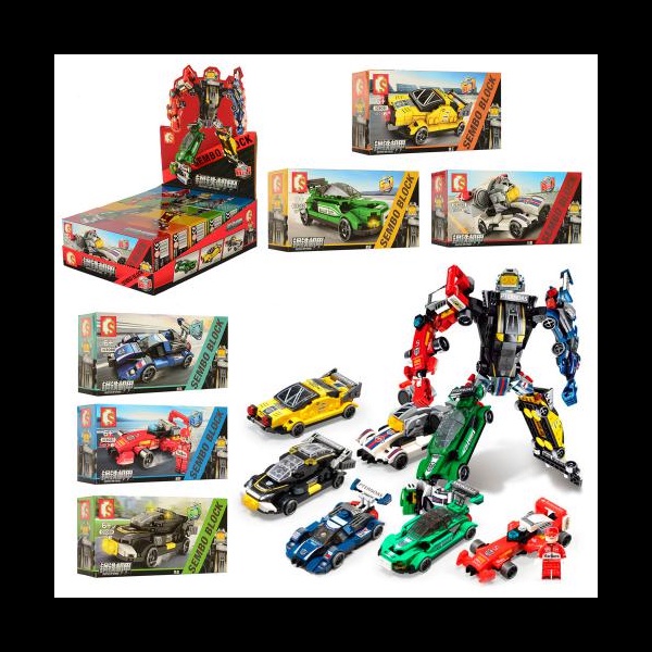 Sembo Block Transformer Mecha of Steel 6 in 1 - Sport Car - Mobil Formula - Mobil Balap 103087-92