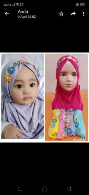 jilbab anak bayi jasmine mutiara