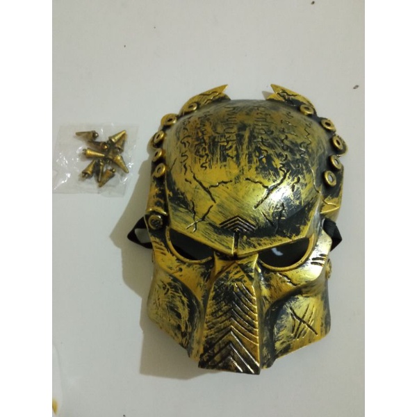 topeng predator gold cosplay Halloween dewasa