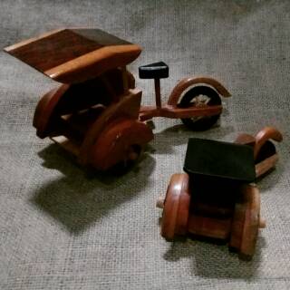 Miniatur Becak Klasik Home Decor Kayu Wooden Souvenir Jogja Murah Banget 15000