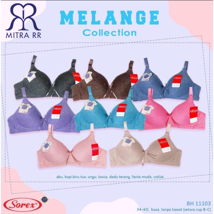 BH Sorex 11103 Bra Tanpa Kawat Cup Kecil Super Soft Basic Polos Cantik Original