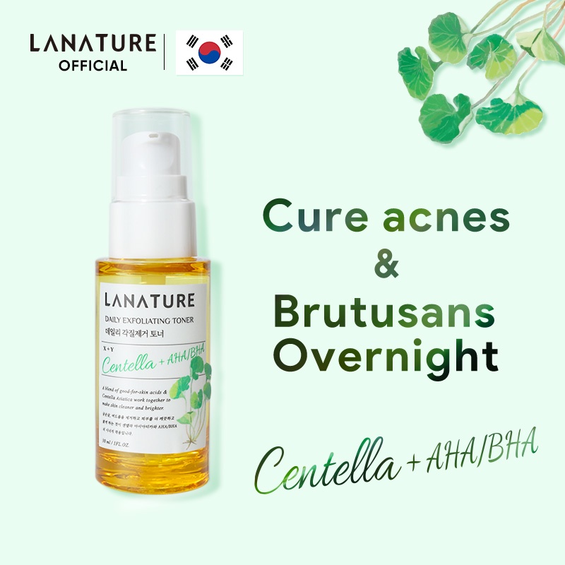 LANATURE CENTELLA AHA BHA DAILY EXFOLIATING TONER 30ML La Nature Toner Madagascar Centella Cure Acne