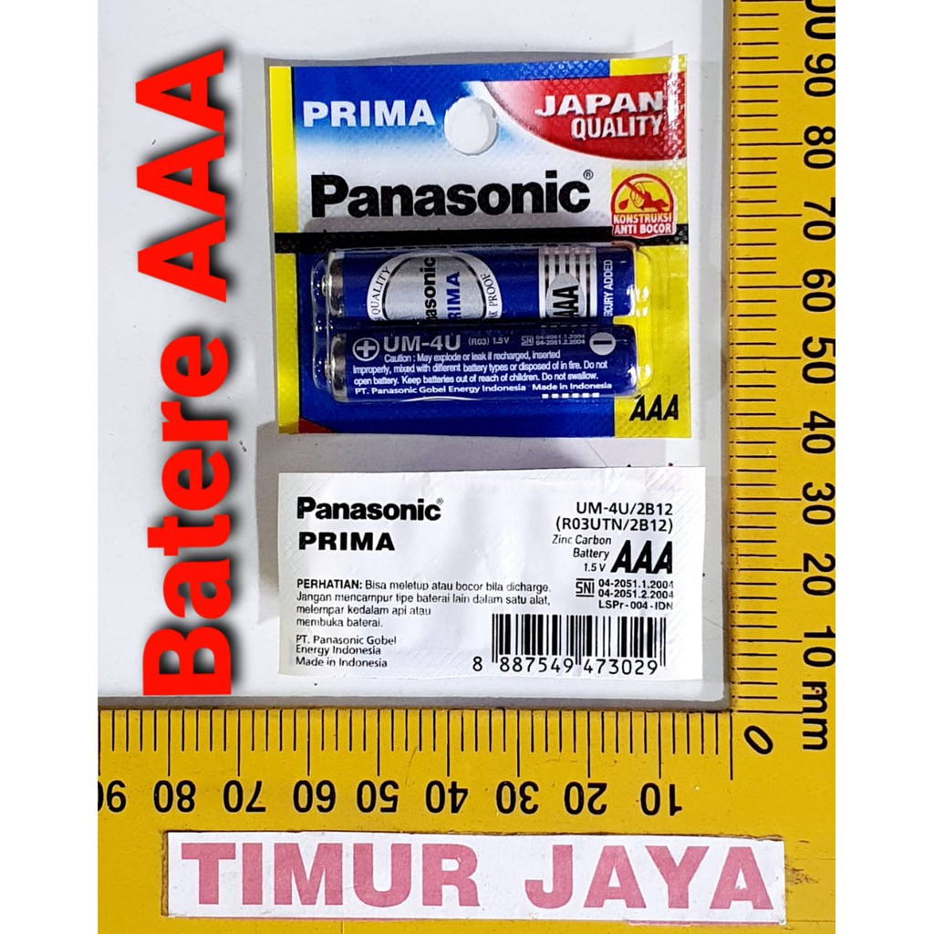 Baterai Battery Batere Panasonic Prima A3 AAA Isi 2 Buah