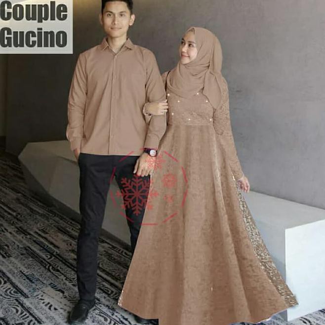 Produk Terbaik- Baju Couple Gucino Mocca Gamis Sepasang Baju Kondangan Baju Pasangan