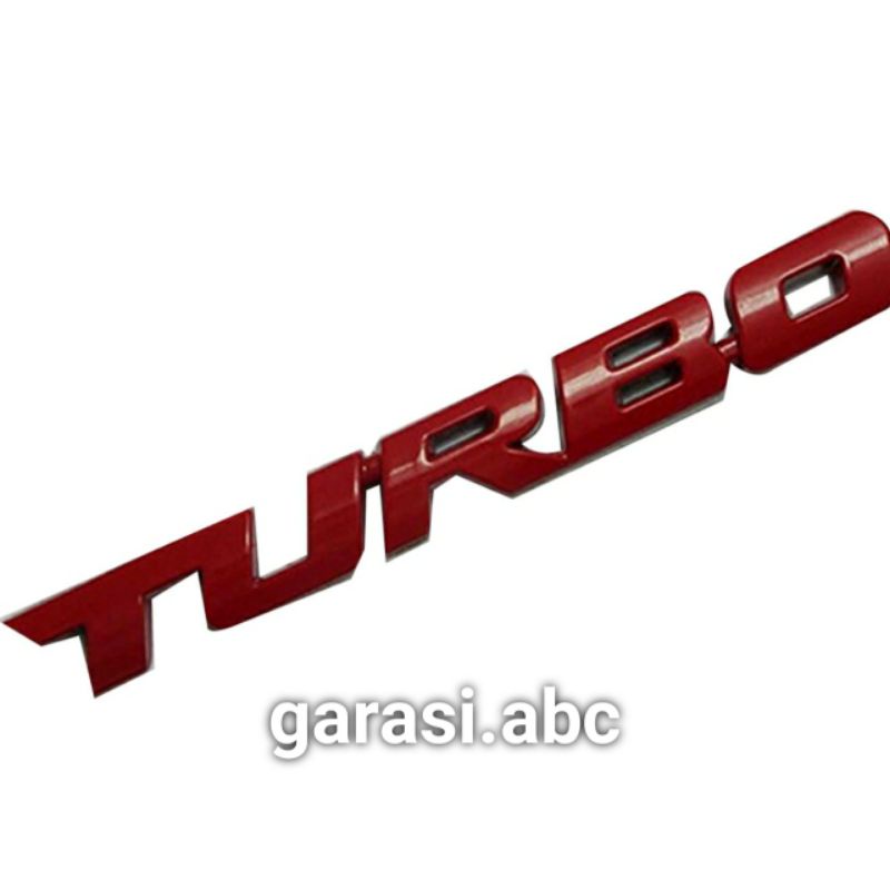 Stiker Emblem Badge Body Turbo Timbul 3D Sticker Tulisan Logo Metal Besi Krom Chrome Silver Merah Body Bodi 3 D Dimensi