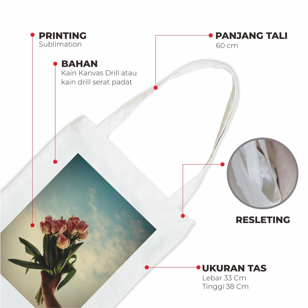 Sevine Totebag Tas Wanita Tote Bag Resleting Vintage Flowers - FV