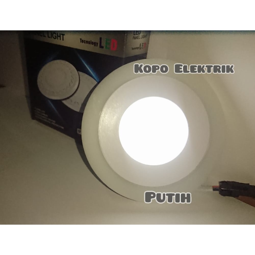 Lampu Downlight LED panel Putih Ring Pink 3+3 watt