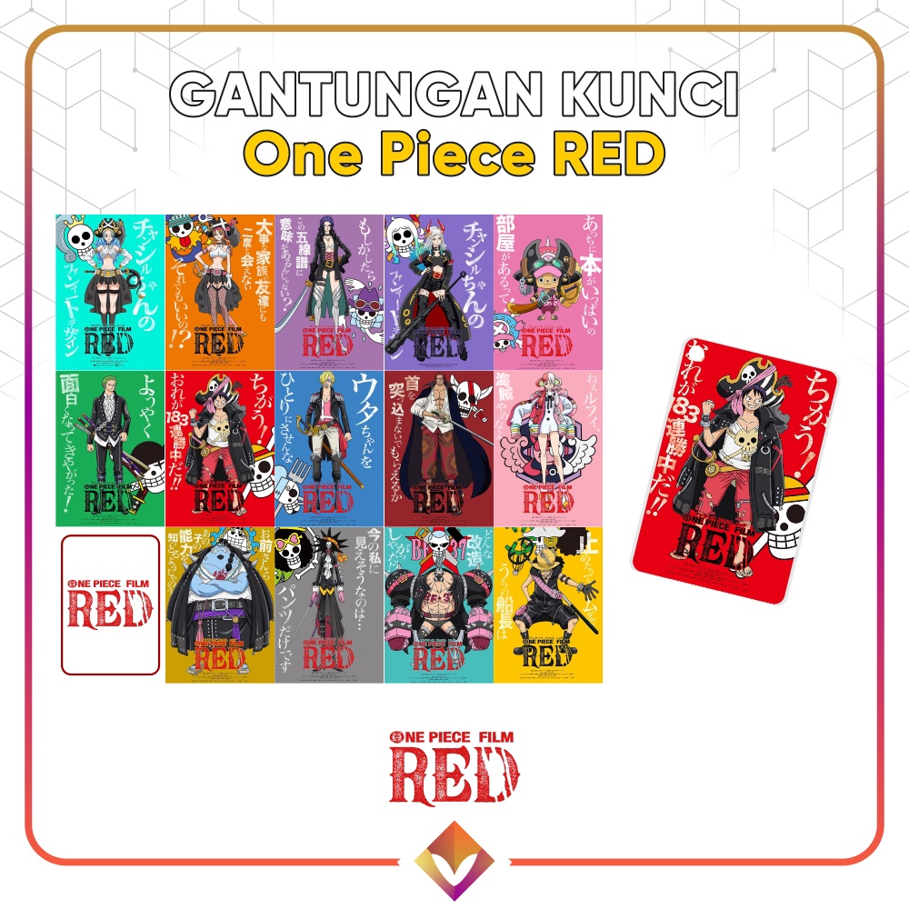 GANCI ONE PIECE RED Keychain Anime Movie Gantungan Kunci Luffy Zoro Sanji Nami Brook Usop Jinbei Chopper Robin Franky Vivi Shanks Uta