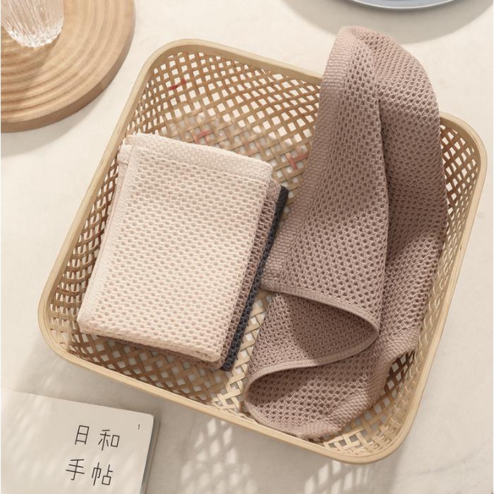 1Pc Kain Lap Tangan Katun Motif Waffle Hand Towel Kitchen Towel Tablecloth - HW084