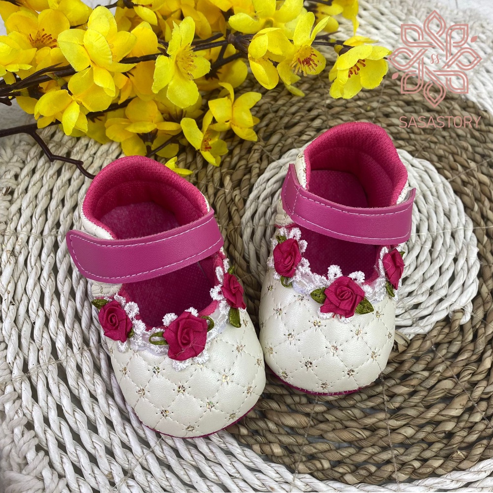 mandirishoestore-SEPATU PREWALKER ANAK PEREMPUAN PAYET BUNGA 0-12 BULAN XPY01