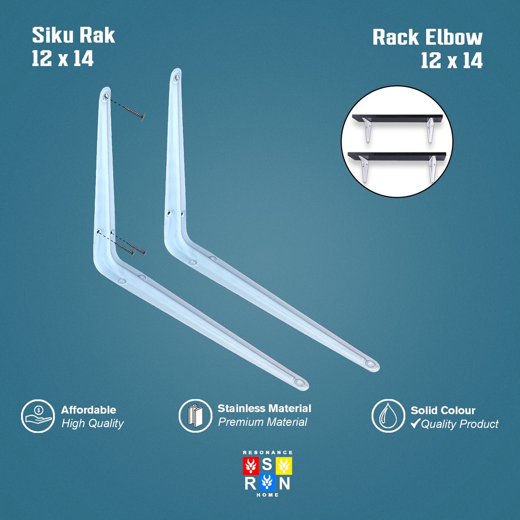 Siku Rak Besi L Putih Uk. 12x14 Inch l Shelf Bracket l Resonance Home