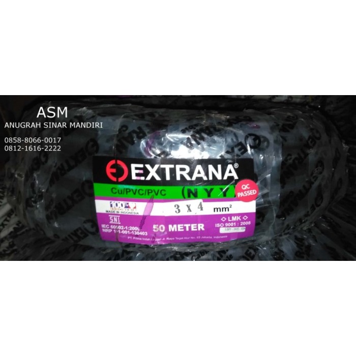 Kabel Listrik NYY 3x4mm 50M EXTRANA | EXTRANA Kabel NYY | SNI