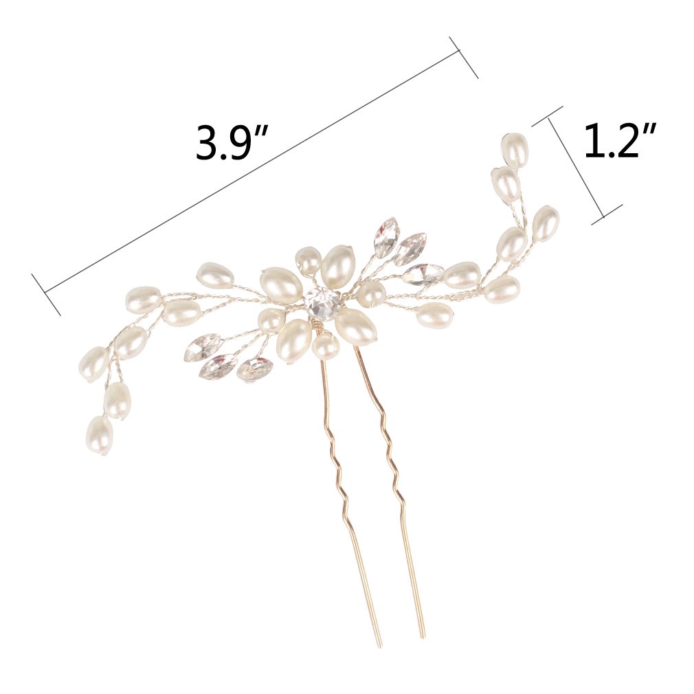 Ladies Crystal Pearl Flower  Hair Clips / Women Elegant Wedding Bridal Snap Barrette Hair pins / Diamond U-type Desgin Hair Sticks / Girls Wedding Trendy Hair Accessories