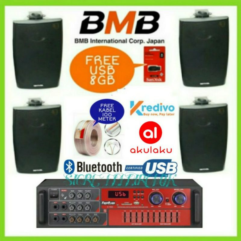 Paket 4 Titik Sound Cafe Dan Klinik- Kantoran Speaker 5 Inch BMB KG-511 Ampli Bluetooth Original