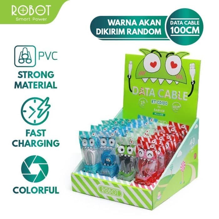 ROBOT Kabel Data Android Micro USB Charging Cable Data untuk TWS