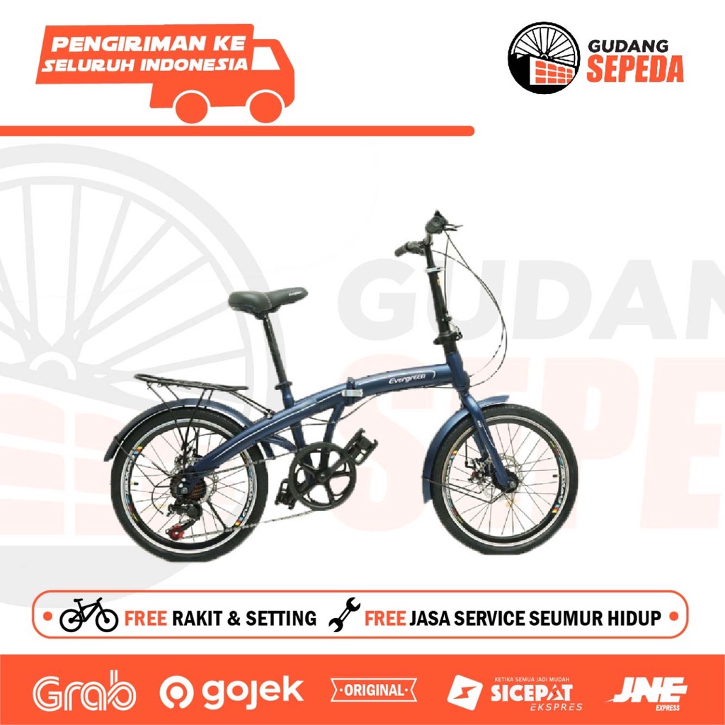Khusus Expedisi Sepeda Lipat Evergreen 20 Double Discbrake Cakram Import Taiwan bisa COD gudang foldingbike-1