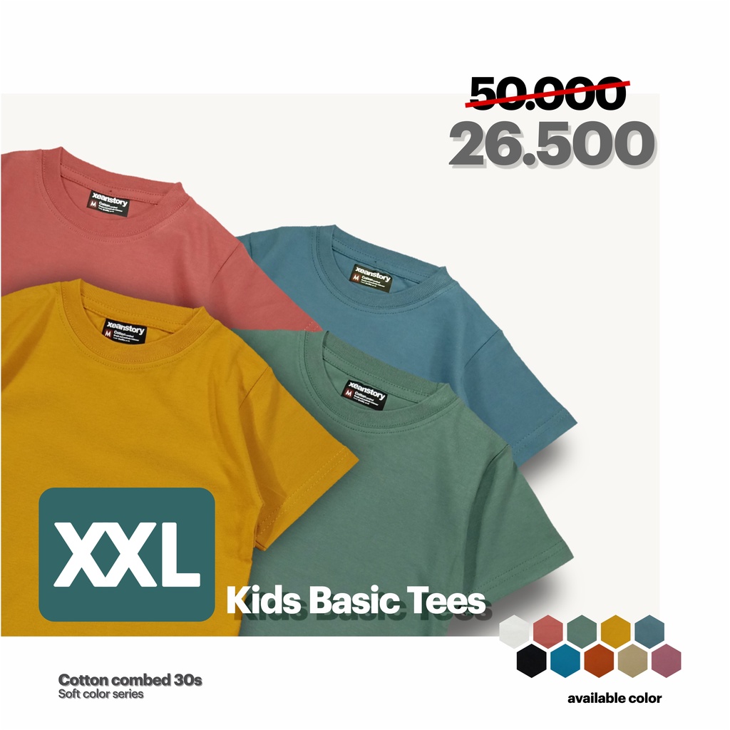 kaos polos anak, kaos polos anak laki laki, kaos polos junior XXL