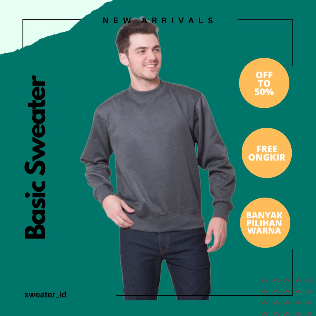 SWEATER_ID Basic Sweater Crewneck Abu Tua Polos Unisex