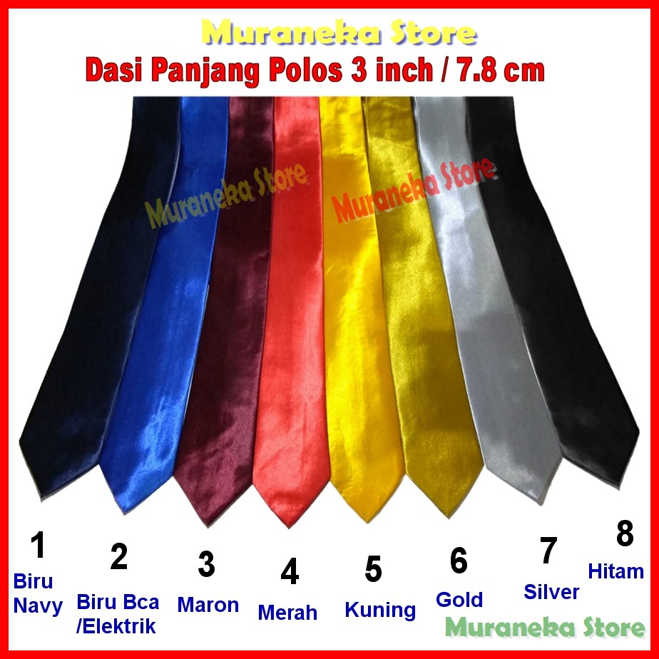 Dasi Pria Polos Panjang Formal Satin Warna Hitam Merah Kerja Wedding Pernikahan 3 Biru Murah Motif