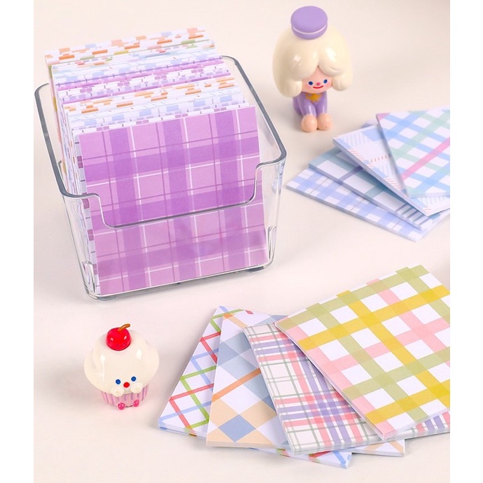 KENSHO Sticky Note Isi 80 lembar Aesthetic Korea Sticker Penanda Import / Stick Notes Plaid