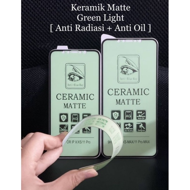 Matte Green Light Xiaomi Redmi Note 7 Note 7 Pro Note 8 Note 8 Pro Note 9 Note 9 Pro Note 10 Note 10s Note 10 Pro Note 11 Note 11E Note 11 Pro Note 11 Pro+ Note 11T Tempered Glass Ceramic Matte Green Anti Gores Full Layar