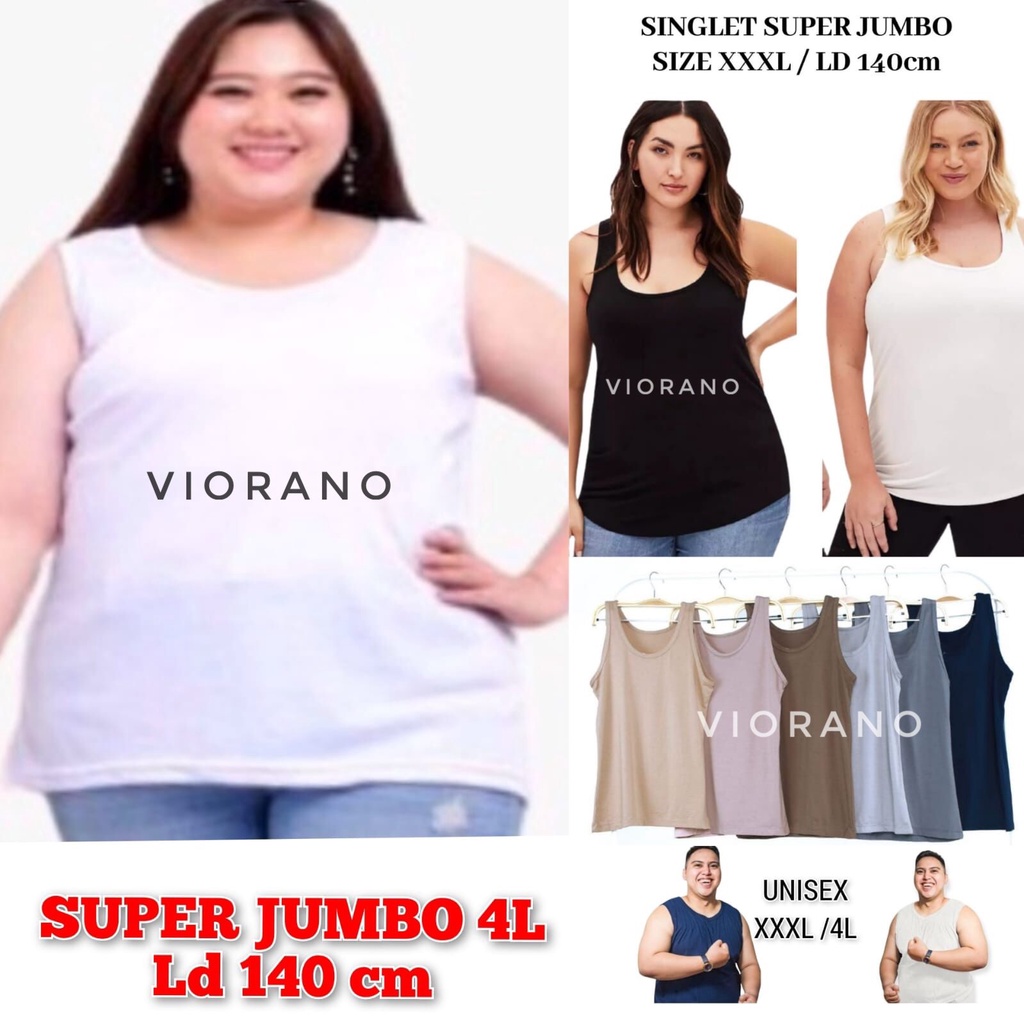 Super Jumbo Singlet Cewek Tanktop Wanita XXXL Tentop Tali Lebar Kaos GeDe banget Jumbo LD 140cm Strech Melar Super Jumbo Singlet Cewe 4L XXXL Premium Adem