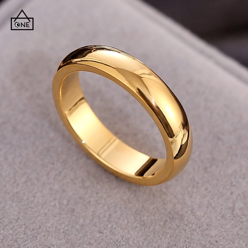 COD❤Cincin Emas Asli Kadar 375  itanium Pasangan  Untuk Couple Gold Ring US6 A one