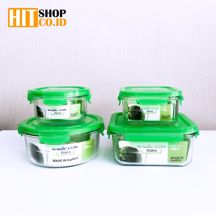 Yong Ma - Magic Com Glass - 4 Pcs Tempat/Kotak Makanan Kaca - Orange Kg214