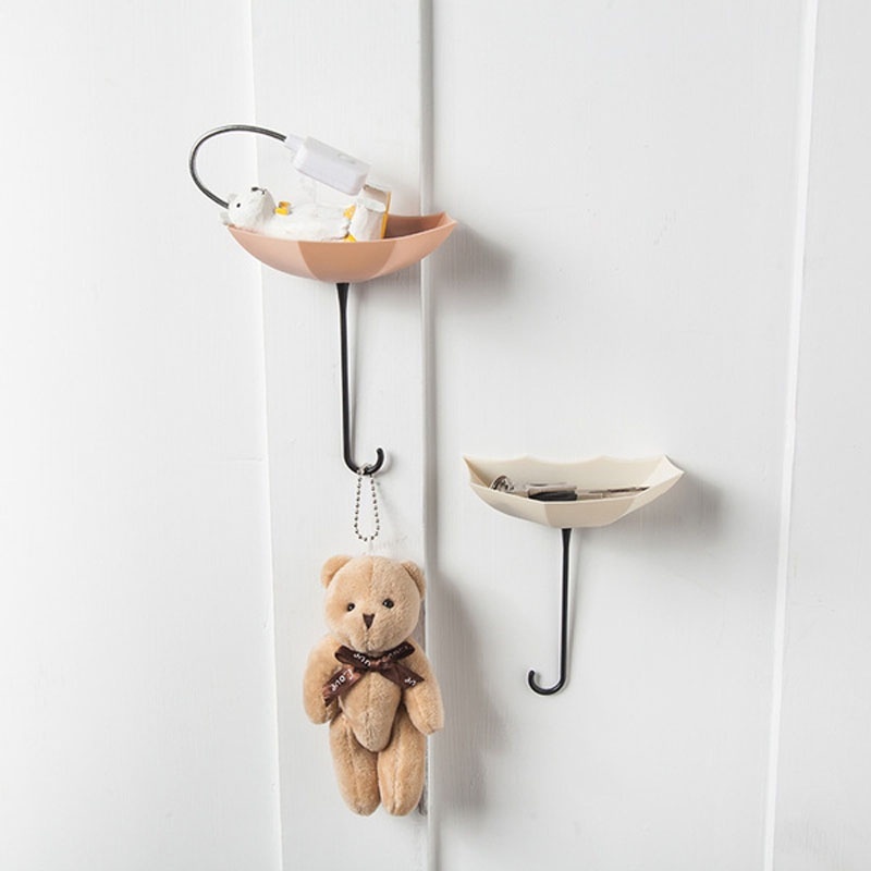 3Pcs/Set Home Umbrella Wall Hanging Storage Hooks / Self-adhesive Mounted Simple Bathroom Kitchen Key Storage Holder