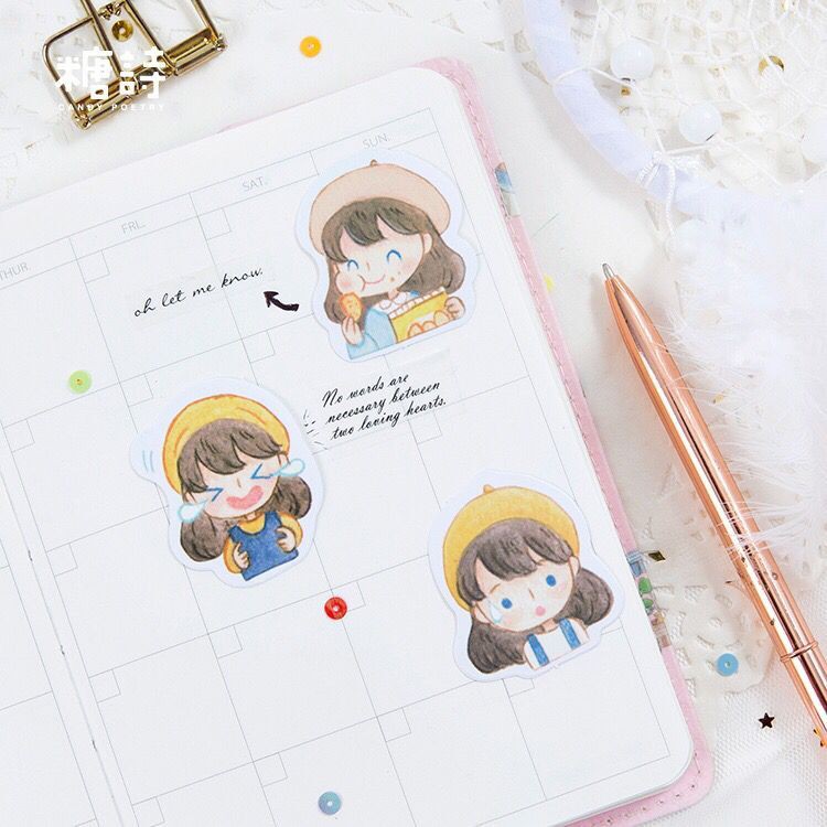 imoda 45pcs/bag Cute Girl Cartoon Stickers Animal Diary Journal Stationery Flakes Scrapbooking DIY Decorative Sticker-2