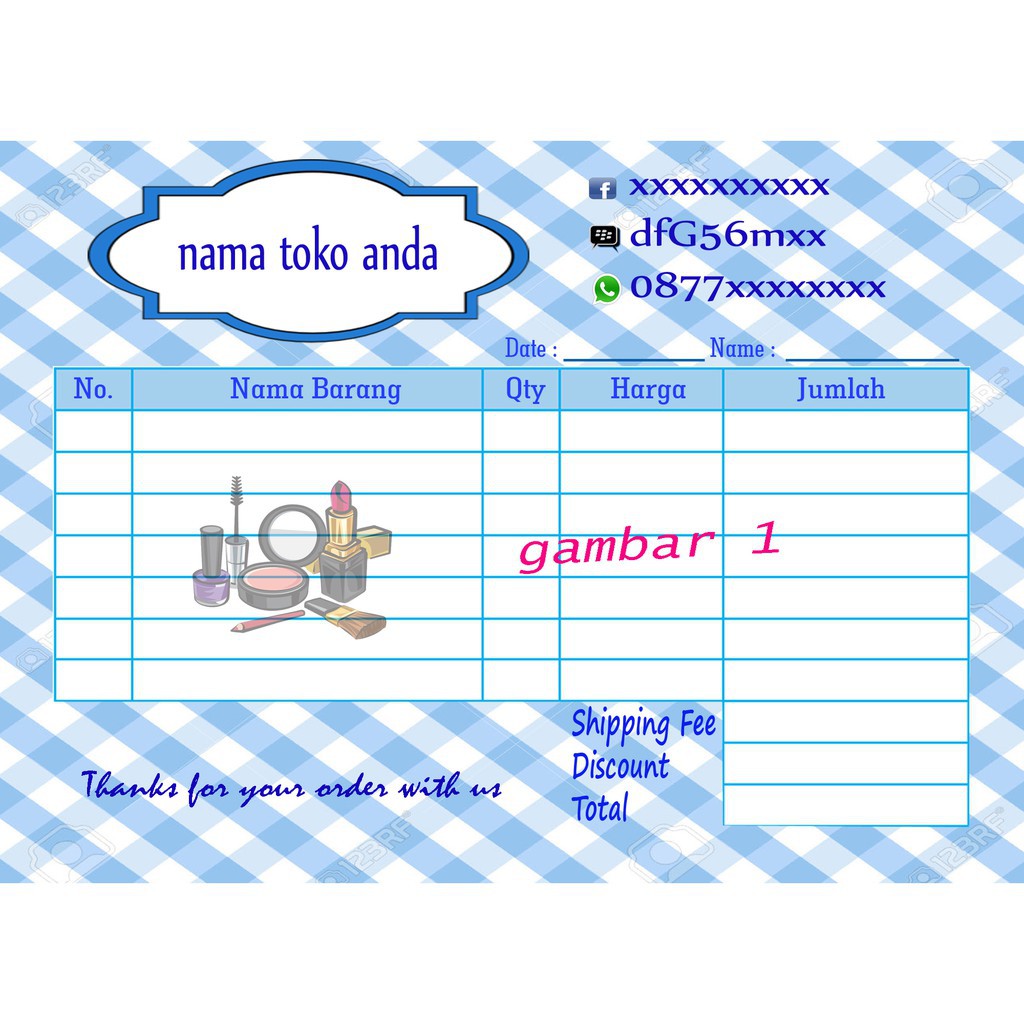 

(ISI 100) NOTA CUSTOM KOSMETIK
