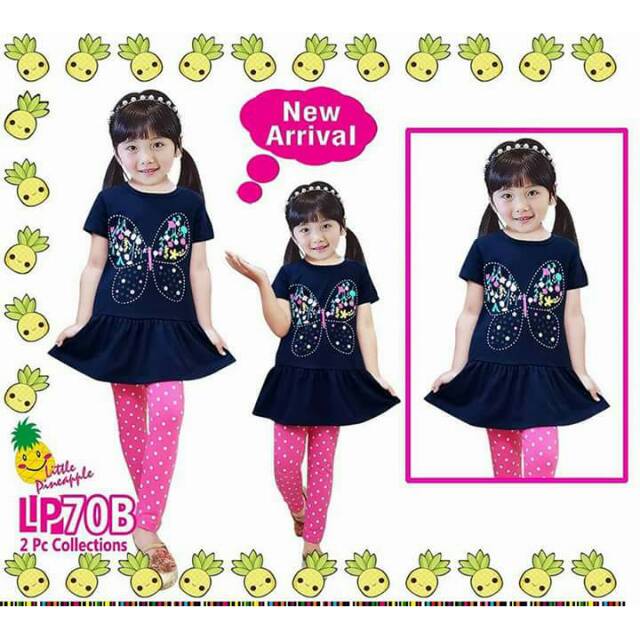SETELAN KAOS ANAK PEREMPUAN LITTLE PINEAPPLE