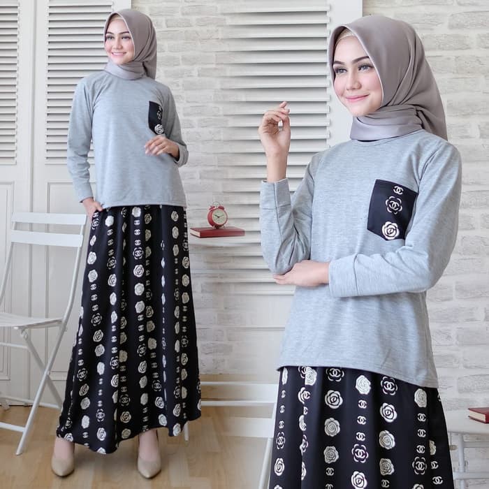 READY [set chanel ros grey IO]Setelan wanita babytery Grey