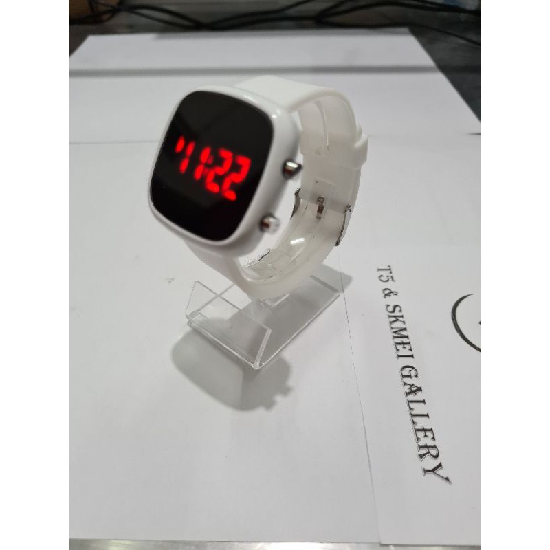 Jam Led watch oval free gift box-Putih ov