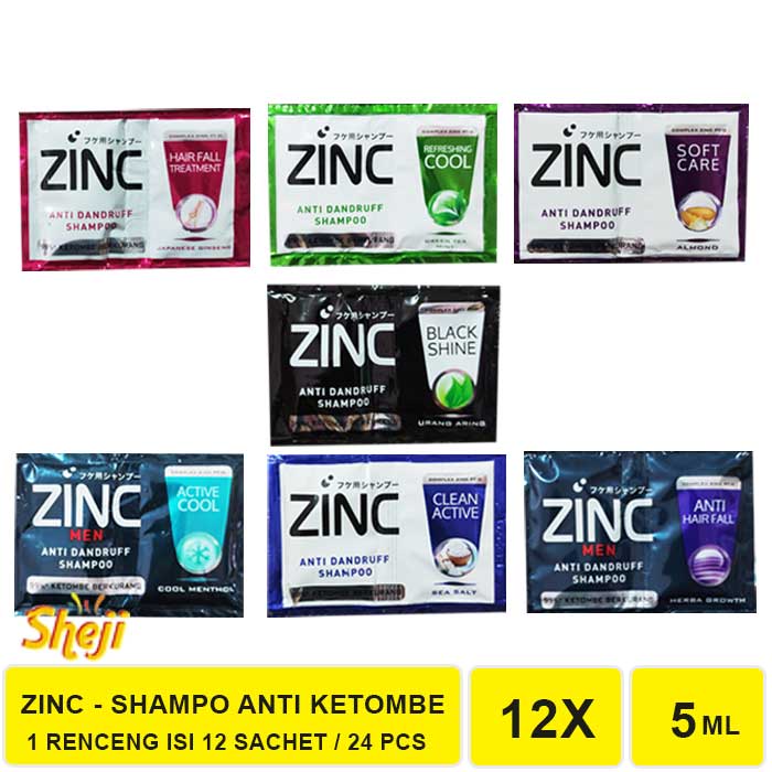 SHAMPO ZINC SACHET 1 RENCENG ISI 12 SACHET / SHAMPO ANTI KETOMBE ZINC