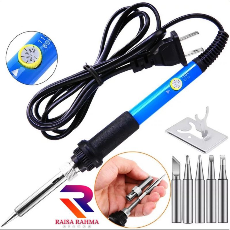 Jual Solder Listrik 60W + 5 Mata Solder Soldering Iron Adjustable ...