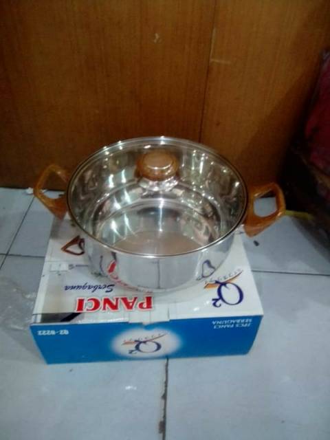 Panci serbaguna Q2 8222 / Panci kuah Q2 / Panci kuping tutup kaca Q2 22cm