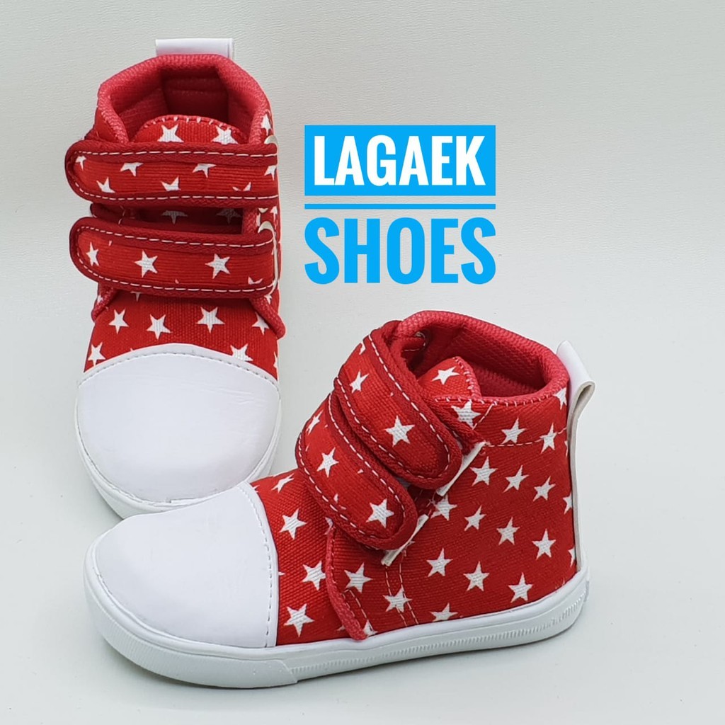 Sepatu Anak Boots Usia 2 Tahunan MERAH Bintang - Sepatu Anak Boots Star Size 25