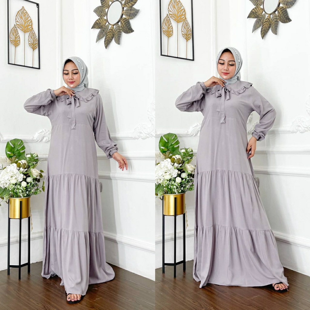 KINAN MAXY DRESS Gamis Bahan Katun Twill Korean Dress