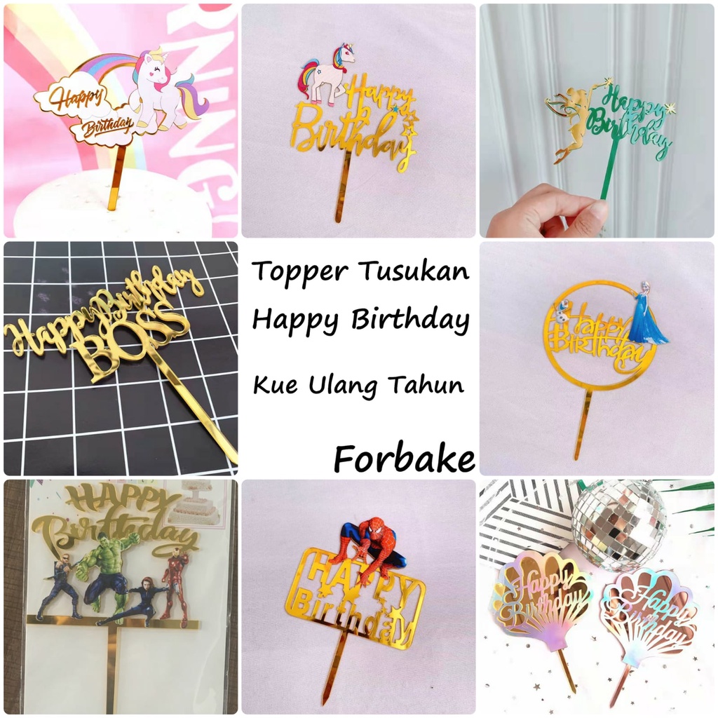 Cake Topper Penghias Kue Ulang Tahun Ultah Tart Happy Birthday 01