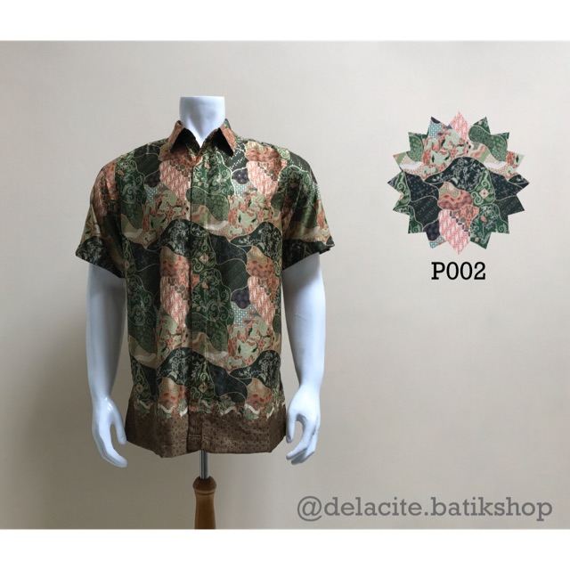Baju Batik Shirt Lengan Pendek Pria (Green Army Hijau Ijo)