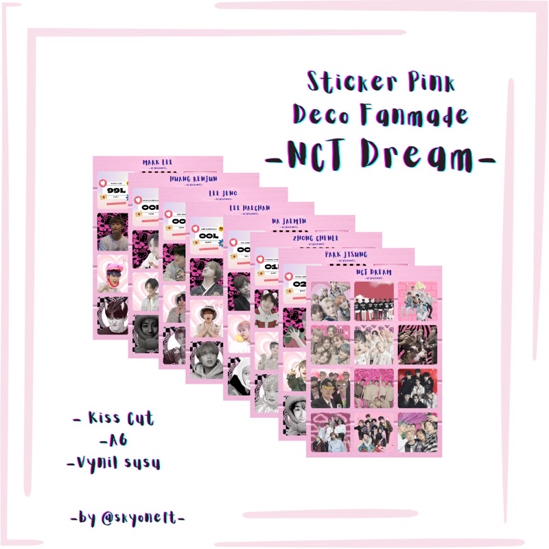 NCT DREAM STICKER DECO CORE AESTHETIC STIKER PINK KISS CUT A6 MARK RENJUN JENO HAECHAN JAEMIN CHENLE