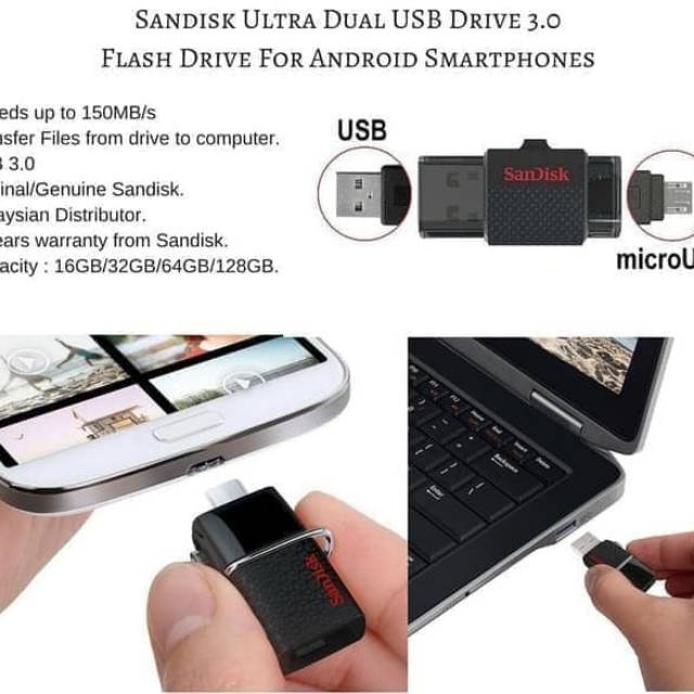 SANDISK FLASHDISK OTG 128GB USB 3.0 OTG MICRO SANDISK 128GB