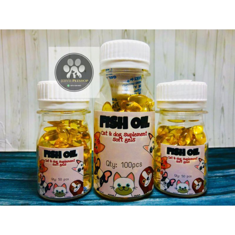 Fish oil untuk anjing dan kucing 100pcs/50pcs Vitamin bulu