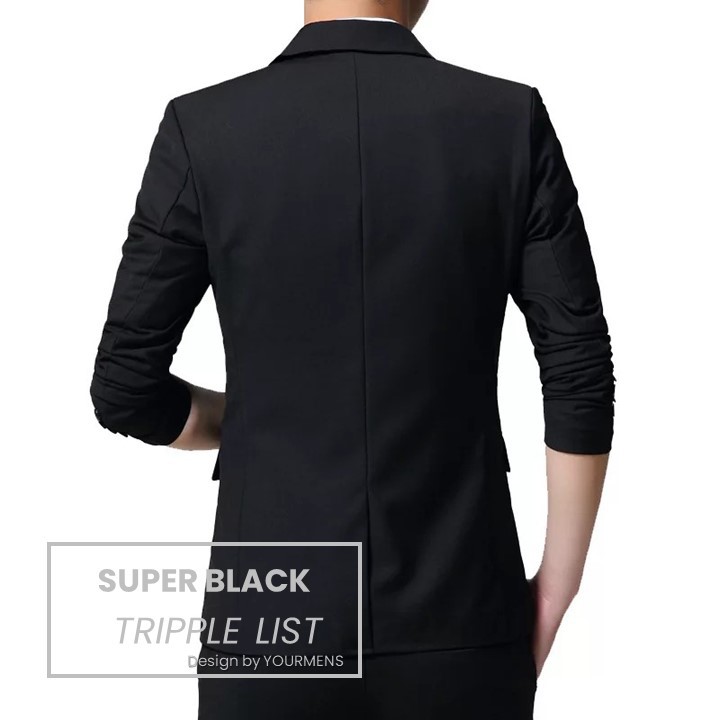 BLAZER PRIA SLIM FIT BODY STYLE SUPER BLACK CASUAL SUIT PREMIUM HIGH TWIST NIKAYU