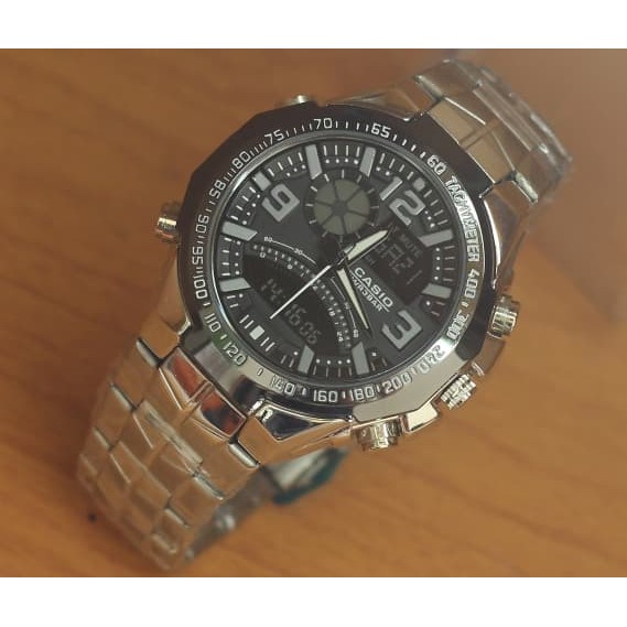 JAM TANGAN PRIA CASIO EDIFICE EFA1000 SILVER BLACK