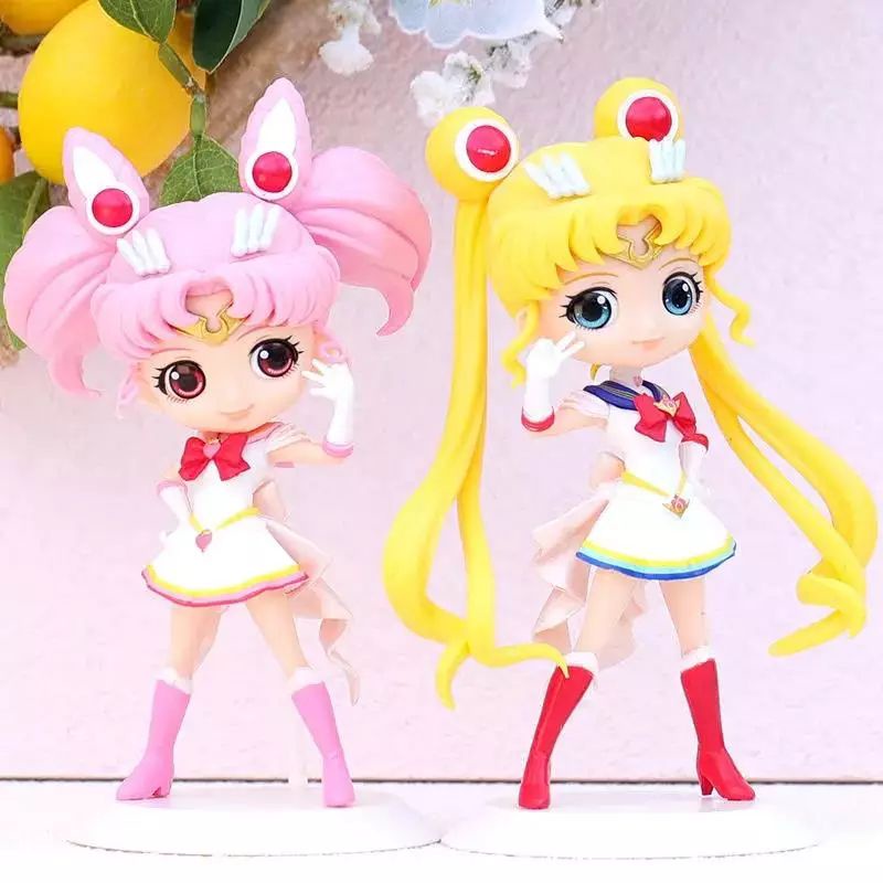 Figure Sailor Moon  Tsukino Usagi Set 2 Mainan figure Sailormoon Miniatur pajangan Q Posket